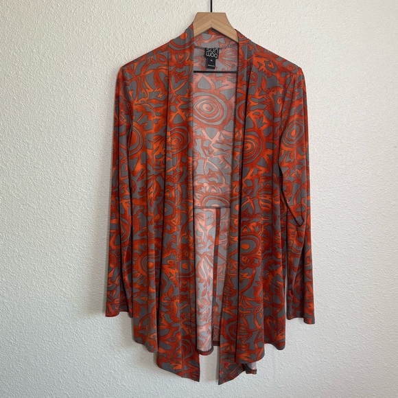 Clara Sun Woo Cardigan XL Waterfall Bright Artsy Floral Sun Beachy Summer Boho - Picture 1 of 5